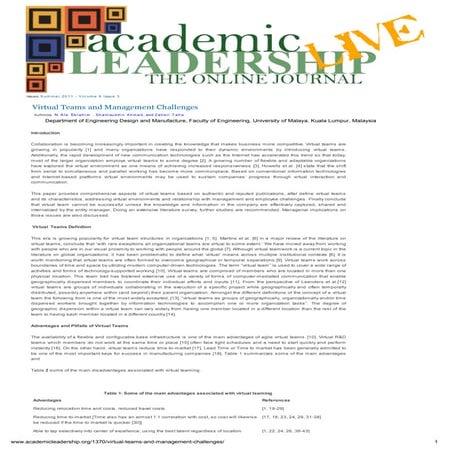 Academic leadership journal  .management challengespdf