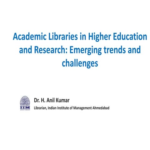 Academic libraries in higher education and research
