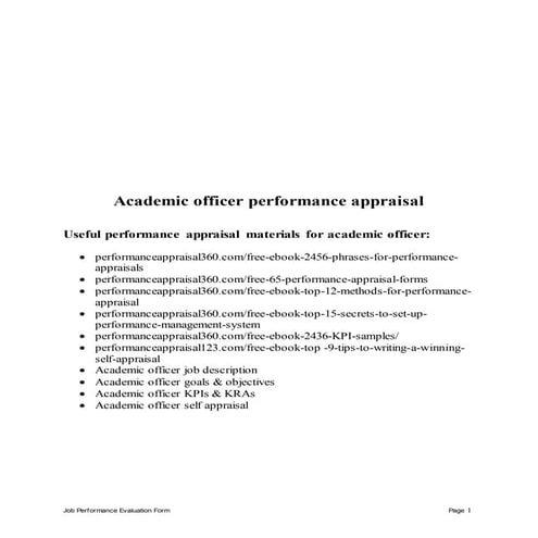 Academic officer performance appraisal
