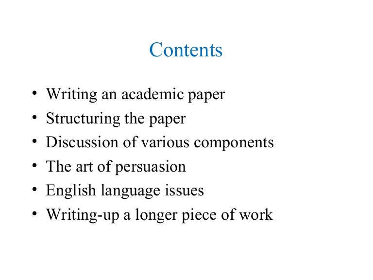 Academic Paper Writing Ingredients