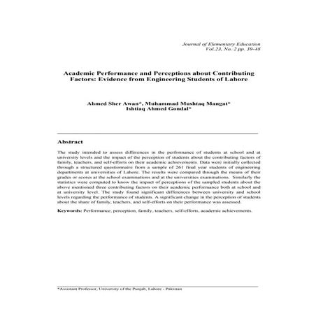 Academic performance and perceptions about contributing