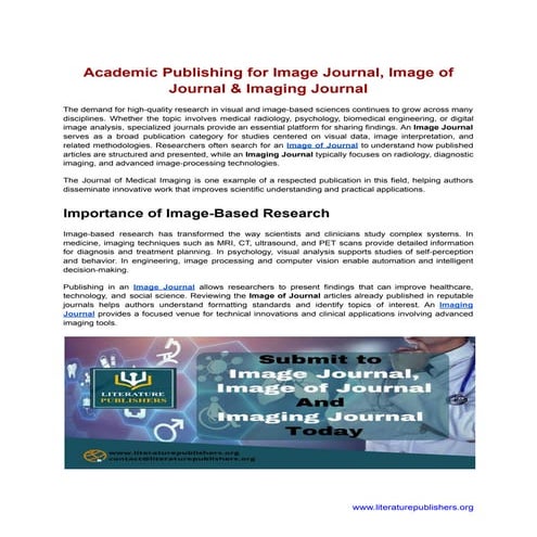 Academic Publishing for Image Journal, Image of Journal & Imaging ...
