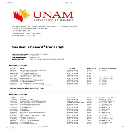 Academic record