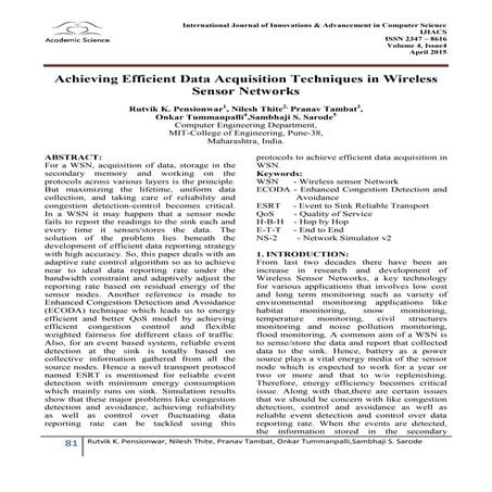 Achieving Efficient Data Acquisition Techniques in Wireless Sensor Networks