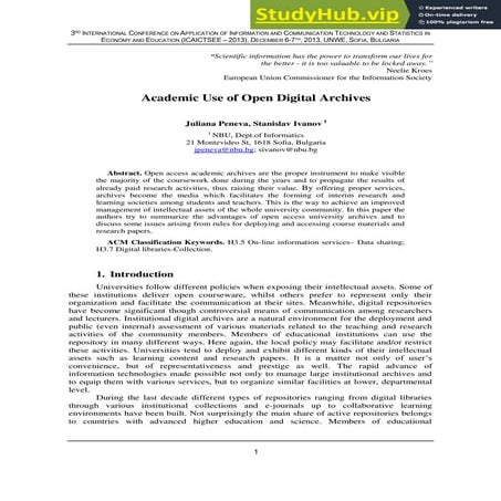 Academic Use Of Open Digital Archives