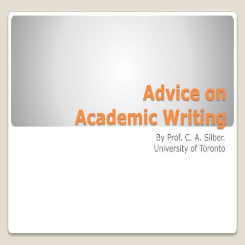 Advice on Academic Writing