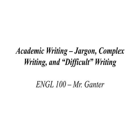 Academic Writingand Jargon