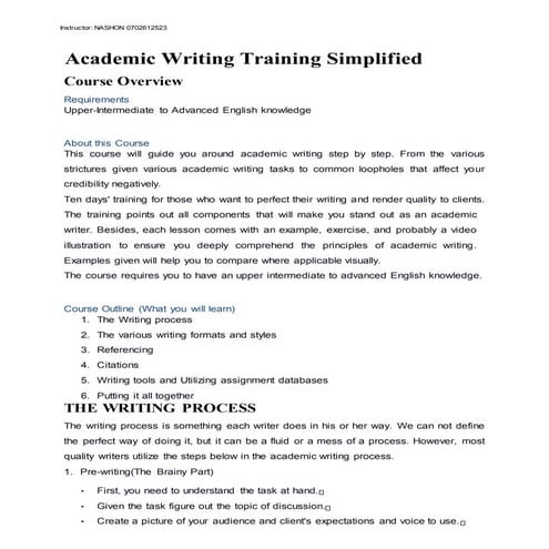 Academic writing training simplified 0702612523