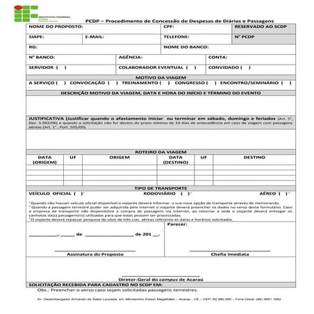 Formulário scdp | PDF
