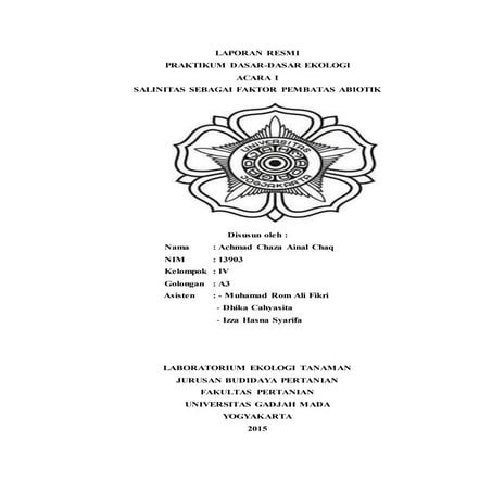 Acara 1 Praktikum Dasar-dasar Ekologi