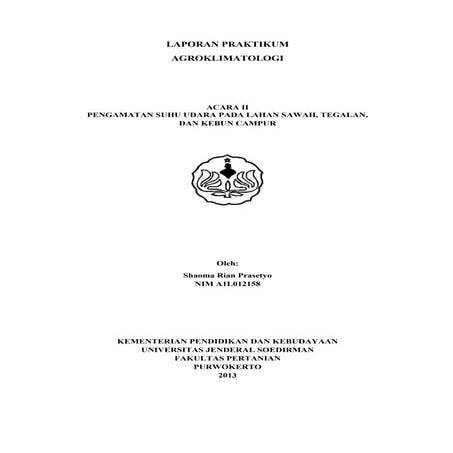 Laporan Praktikum Agroklimatologi