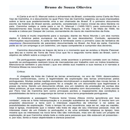 A Carta De Pero Vaz De Caminha