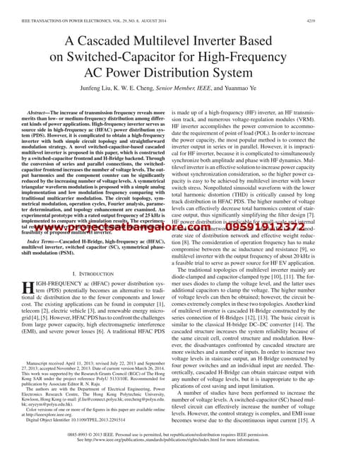 Cascaded h bridge multilevel inverter in a three phase eleven level ...