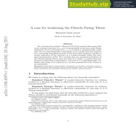 A Case For Weakening The Church-Turing Thesis