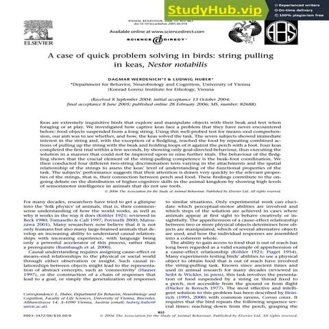 A case of quick problem solving in birds string pulling in keas, Nestor ...