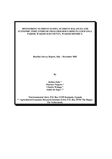 Farm Nutrient Monitoring: A case of Wakiso District, Central Uganda.