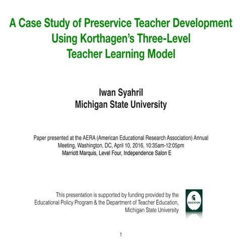 A case study of preservice teacher development using korthagen's three level teacher learning model