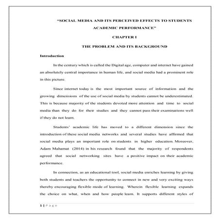 A Case Study of Social Media and Its Perceived Effects to Students in  Academ...