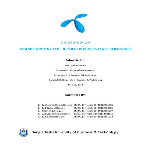 A case study on GrameenPhone Business level Strategy