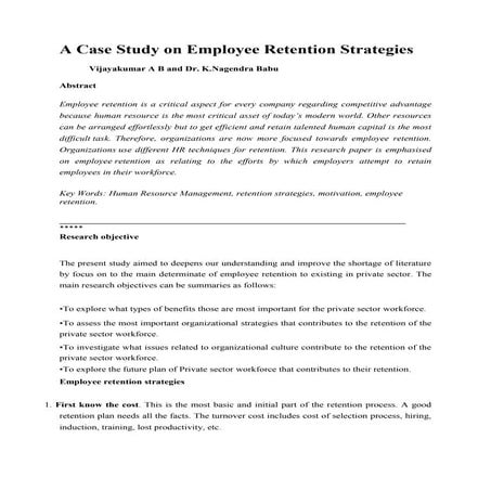 A case study on employee retention strategies