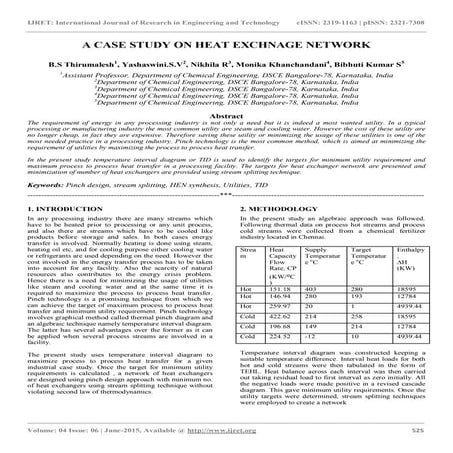 A case study on heat exchnage network