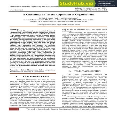 A Case Study On Talent Acquisition At Organisations