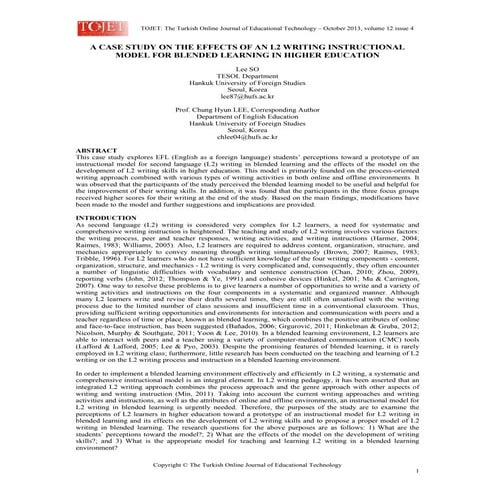 A case study on the effects of an l2 writing instructional