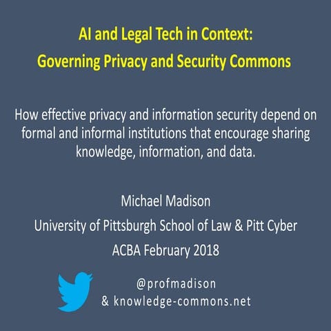 AI and Legal Tech in Context: Privacy and Security Commons