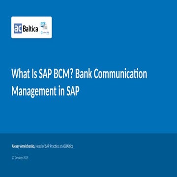 What is SAP BCM? Bank Communication Management in SAP | PPTX