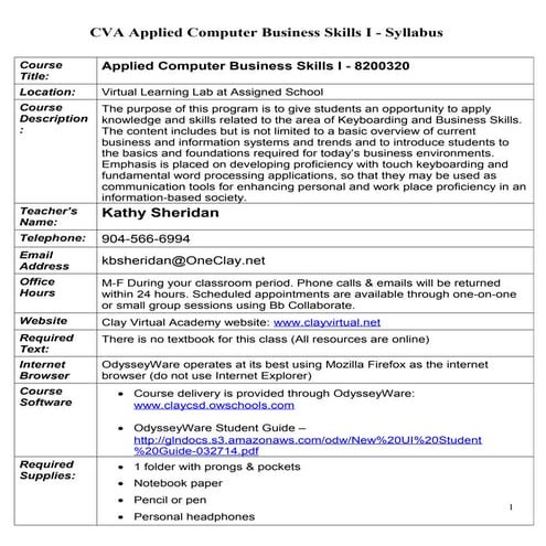 ACBSI Syllabus - Sheridan