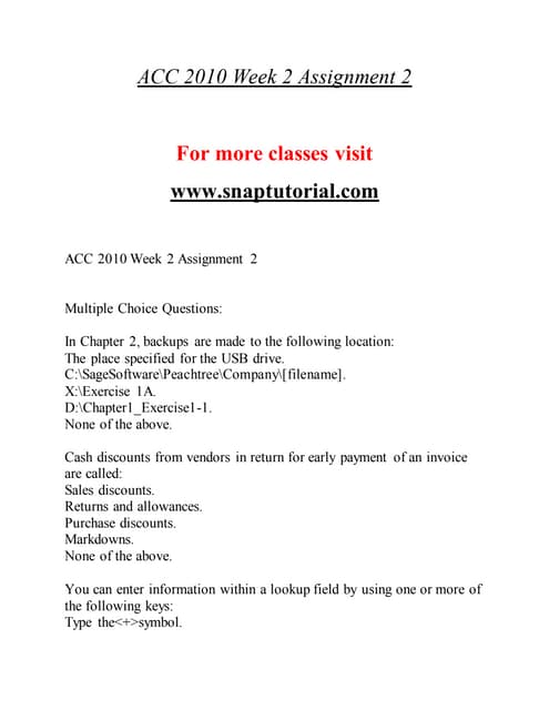 Acc 2010 Enthusiastic Study / snaptutorial.com