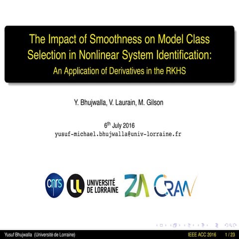 The Impact of Smoothness on Model Class Selection in Nonlinear System Identif...