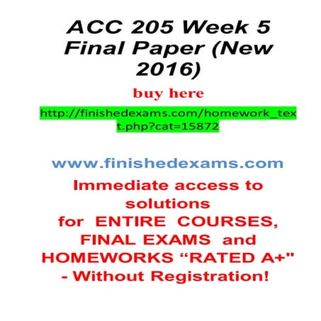 Acc 205 week 5 assignment final paper | DOC