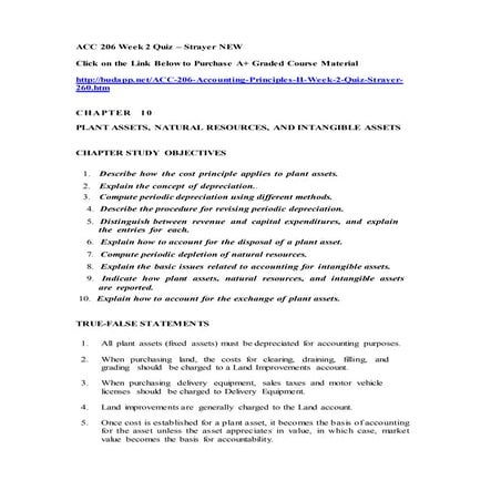 Acc 206 accounting principles ii week 2 quiz – strayer