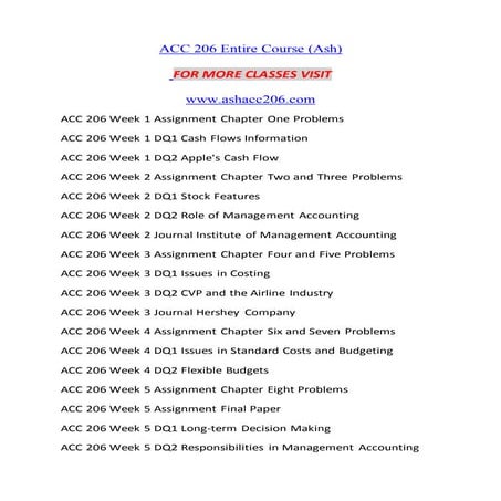 Acc 206 complete course material | DOCX
