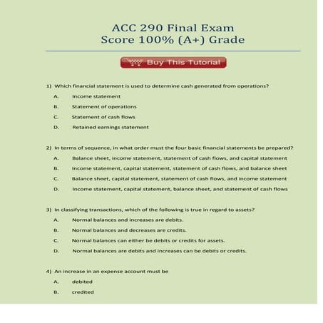 Acc 290 Final Exam / Final Exam / A+ 