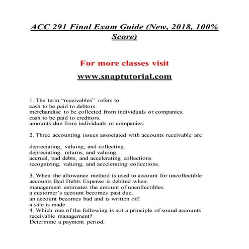 Acc 291  Effective Communication / snaptutorial.com