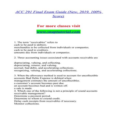 Acc 291  Exceptional Education / snaptutorial.com