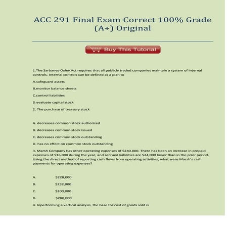 Acc 291 final exam
