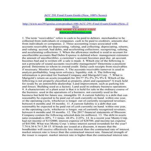 Acc 291 final exam guide