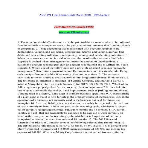 ACC 291 GUIDE New Education for Service--acc291guide.com