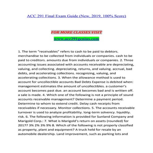 ACC 291 GENIUS NEW Remember Education--acc291genius.com