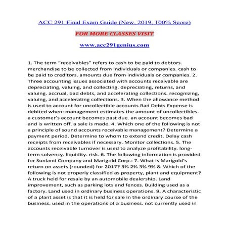 ACC 291 GENIUS NEW Education Begins--acc291genius.com