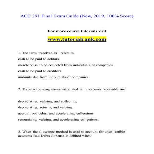ACC 291(NEW) Effective Communication/tutorialrank.com