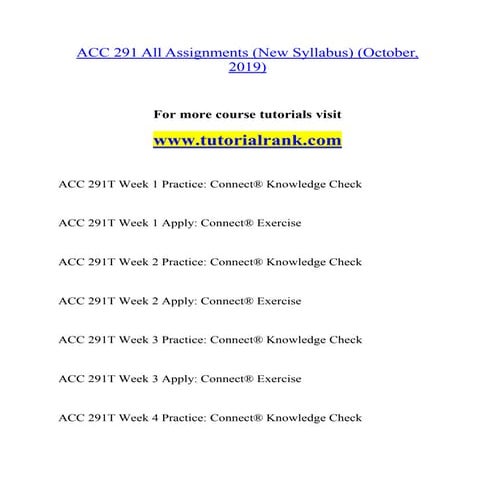 ACC 291(NEW)  Enhance teaching - tutorialrank.com