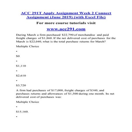 ACC 291T Introduction Education--acc291.com
