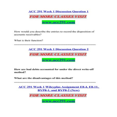 ACC 291 Lessons in Excellence / acc291.com