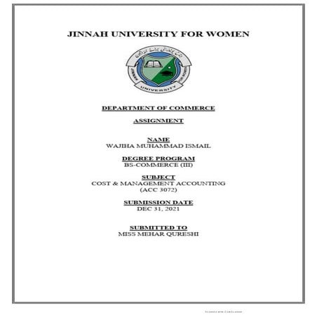 Cost and Management Accounting