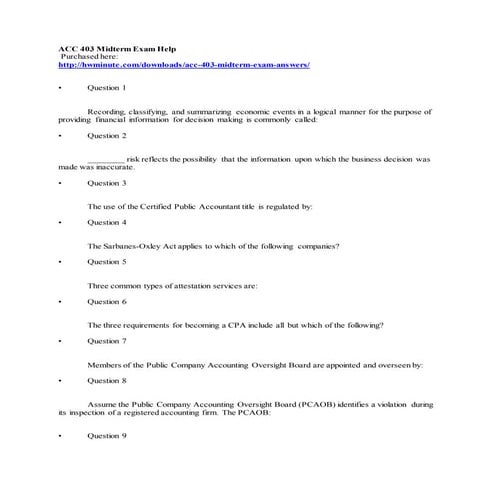 Acc 403 midterm exam help | DOCX