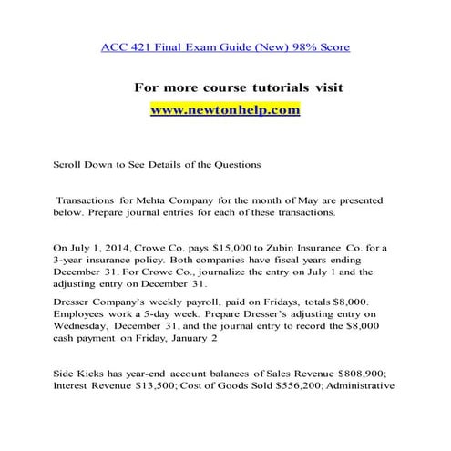 Acc 421 Extraordinary Success/newtonhelp.com  